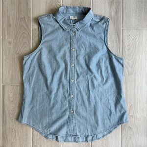 J. Crew Sleeveless Denim Button-Up Shirt